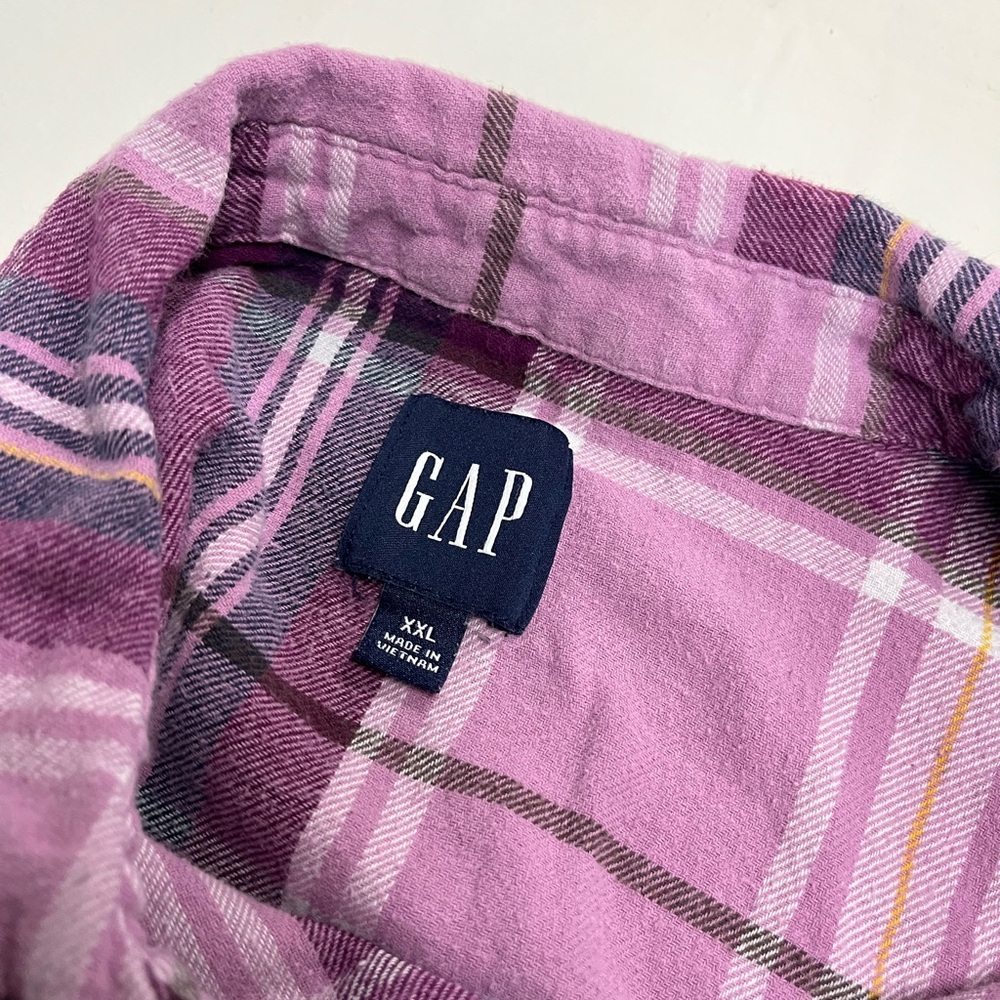 Gap Purple Plaid Flannel Button-Up Shirt XXL - Picture 7 of 7